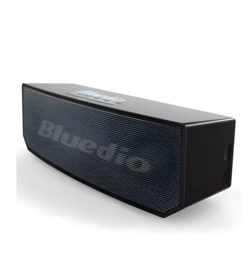 Black BS-6 Bluetooth smart speaker with 52mm driver unit and micro-USB charging port