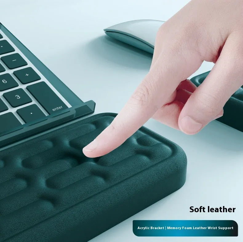 Double-sided ergonomic mouse pad with memory foam wrist rest on a resin base, shown in a solid colour.