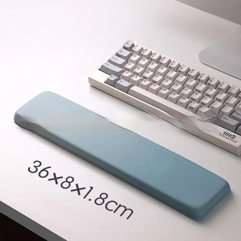 Square silicone wrist support mouse pad with cloth surface measuring 250x180mm