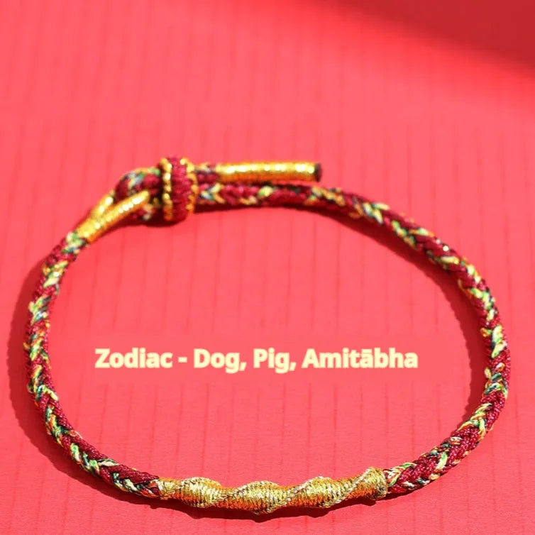 Hand-woven eight-strand guard strap bracelet in zodiac-themed colours with national tide style design
