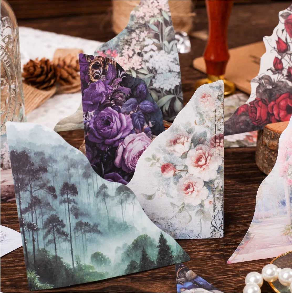 DIY hand account note bookmarks in six colours including spring vine, pink plum, red rose, blue, green wild, and purple dew.