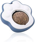 Blue catnip ball dental chew toy with edible vine licks for kitten teeth cleaning