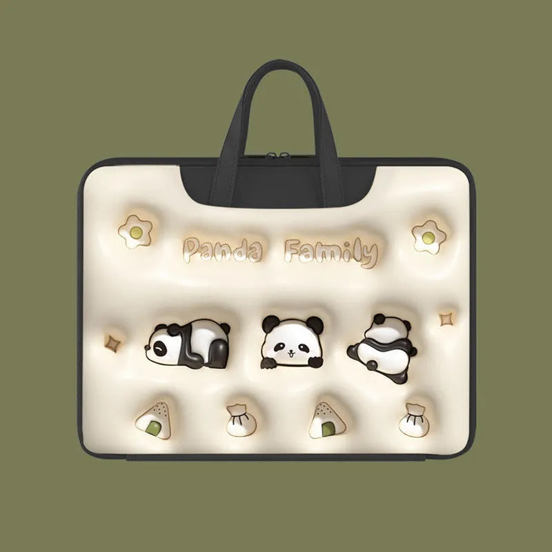 Inflatable PU leather laptop bag in cat beige colour with luggage strap, suitable for 13 to 15.6 inch laptops.