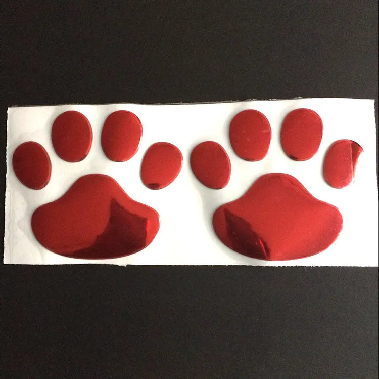 7cm long PVC car sticker with footprint design for bumper application in red, silver, gold or black colours