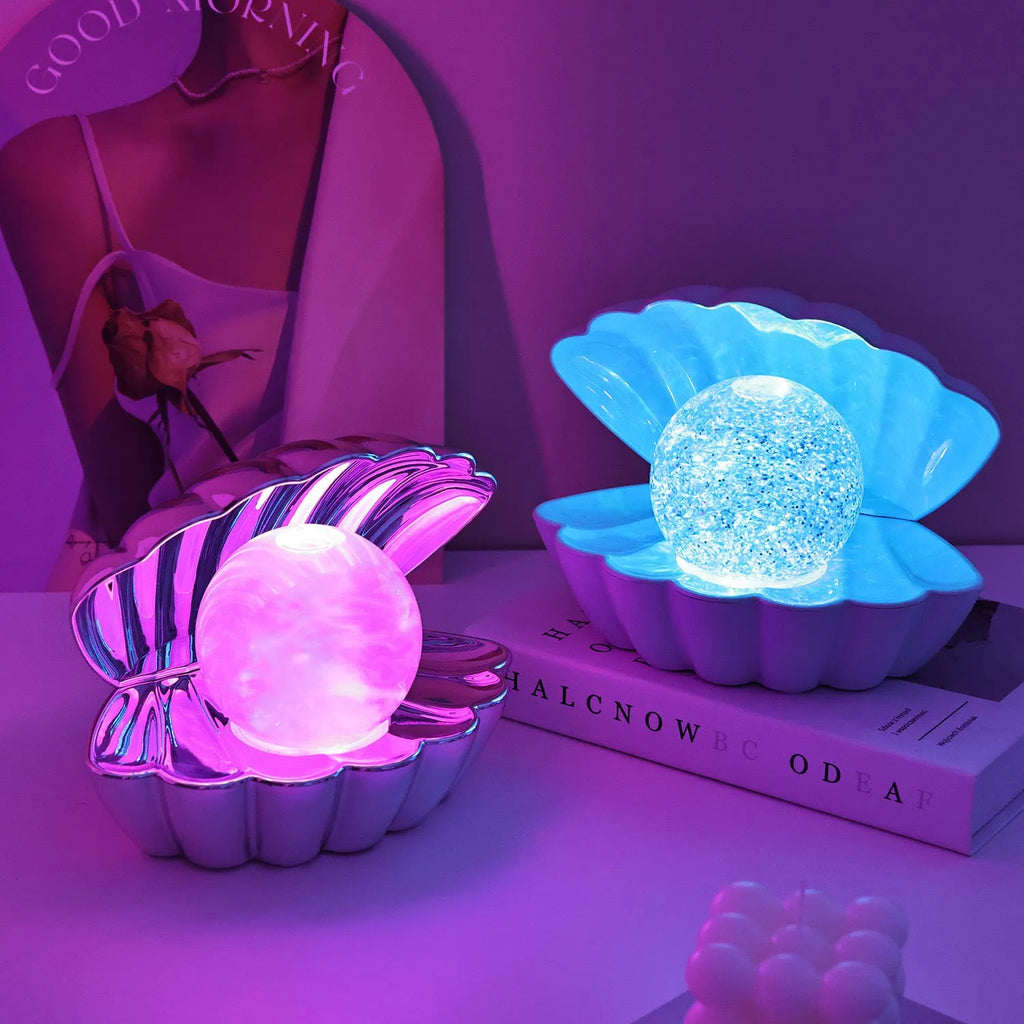 Shell-shaped neon night lamp in 15cm size for bedroom decoration with battery power