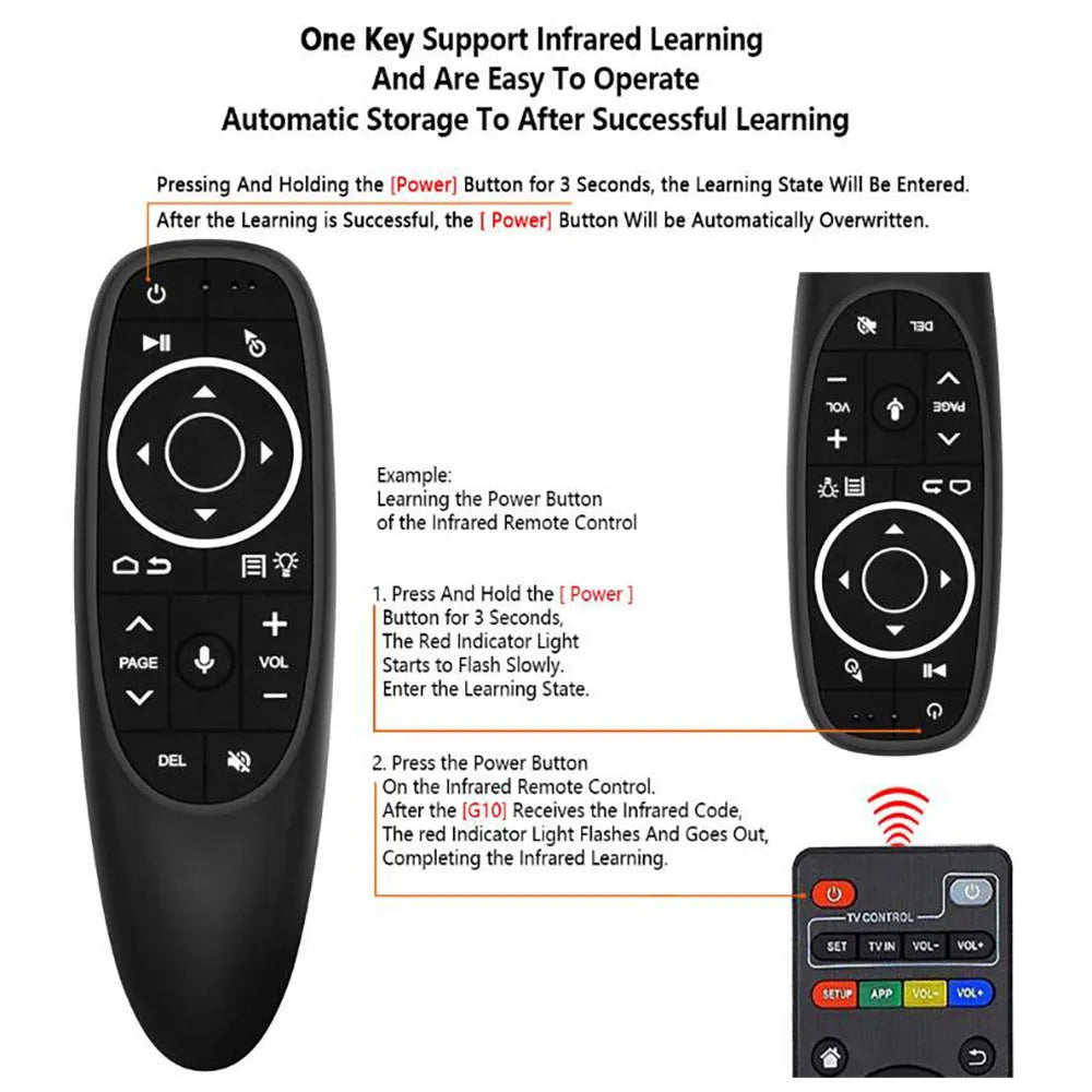 G10 G10S intelligent voice remote control with air mouse functionality and plastic shell