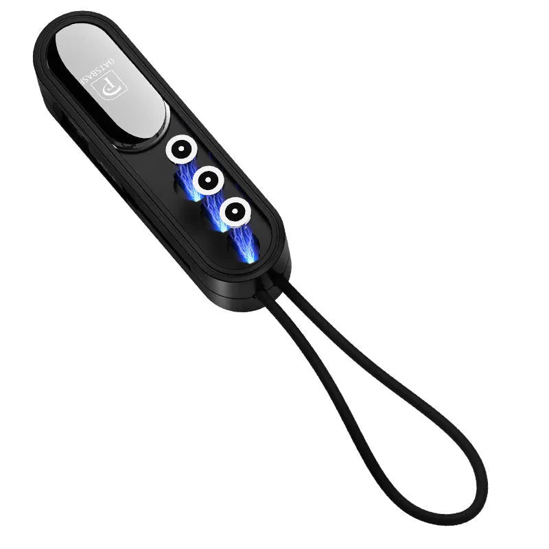 Magnetic three-in-one USB charging cable in black, white, and red colour options with 0.4m length