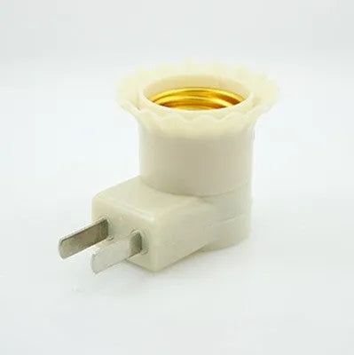 White wall plug-in lamp holder with switch for E27 bulbs showing bakelite housing