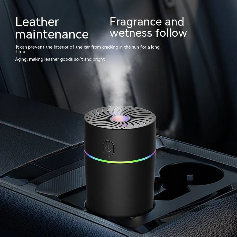 Compact white car USB humidifier with aromatherapy function for vehicle cabins