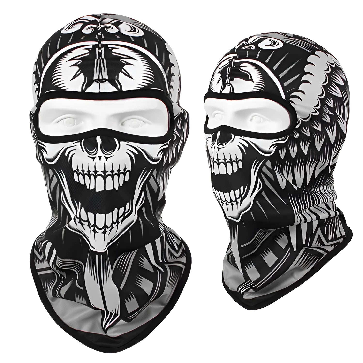 Motorcycle breathable skull sun mask with Bakool silk fabric in 36*29 cm size