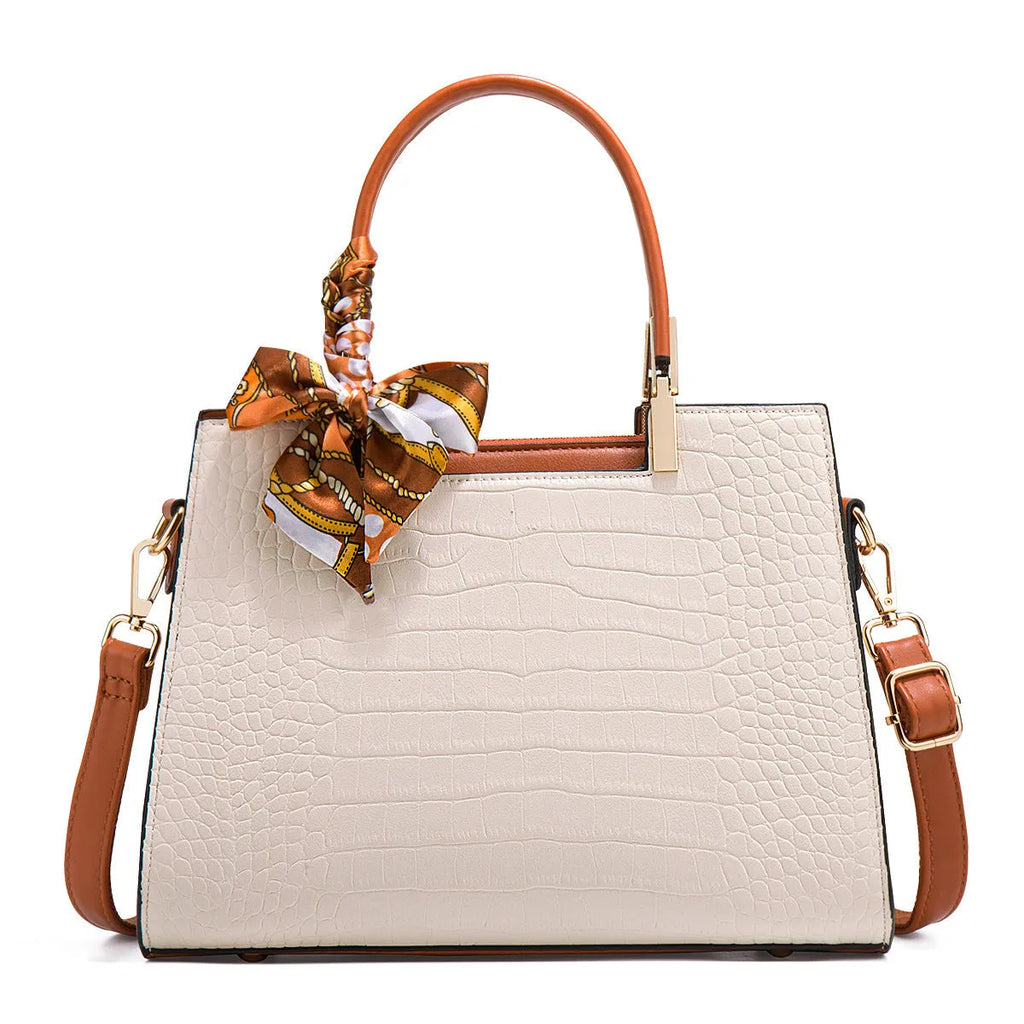 Women's milky white PU shoulder handbag with multiple interior compartments and urban simplicity styling