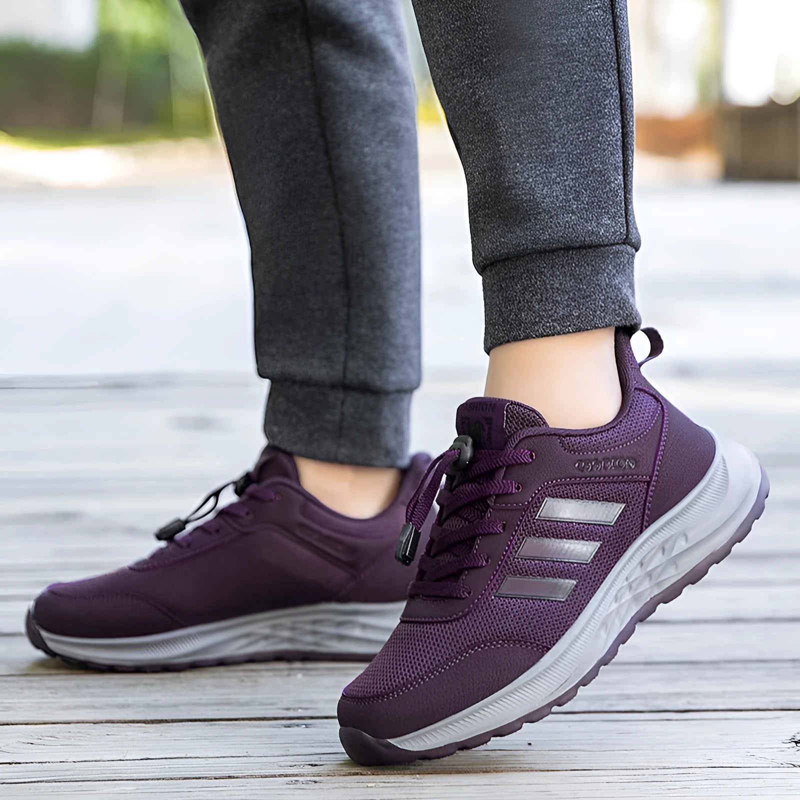 Men's and women's elastic band slip-on casual shoes in mesh material, showing colour options.