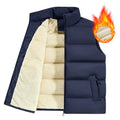 Men's striped lambswool vest in black, dark blue, or red colour options