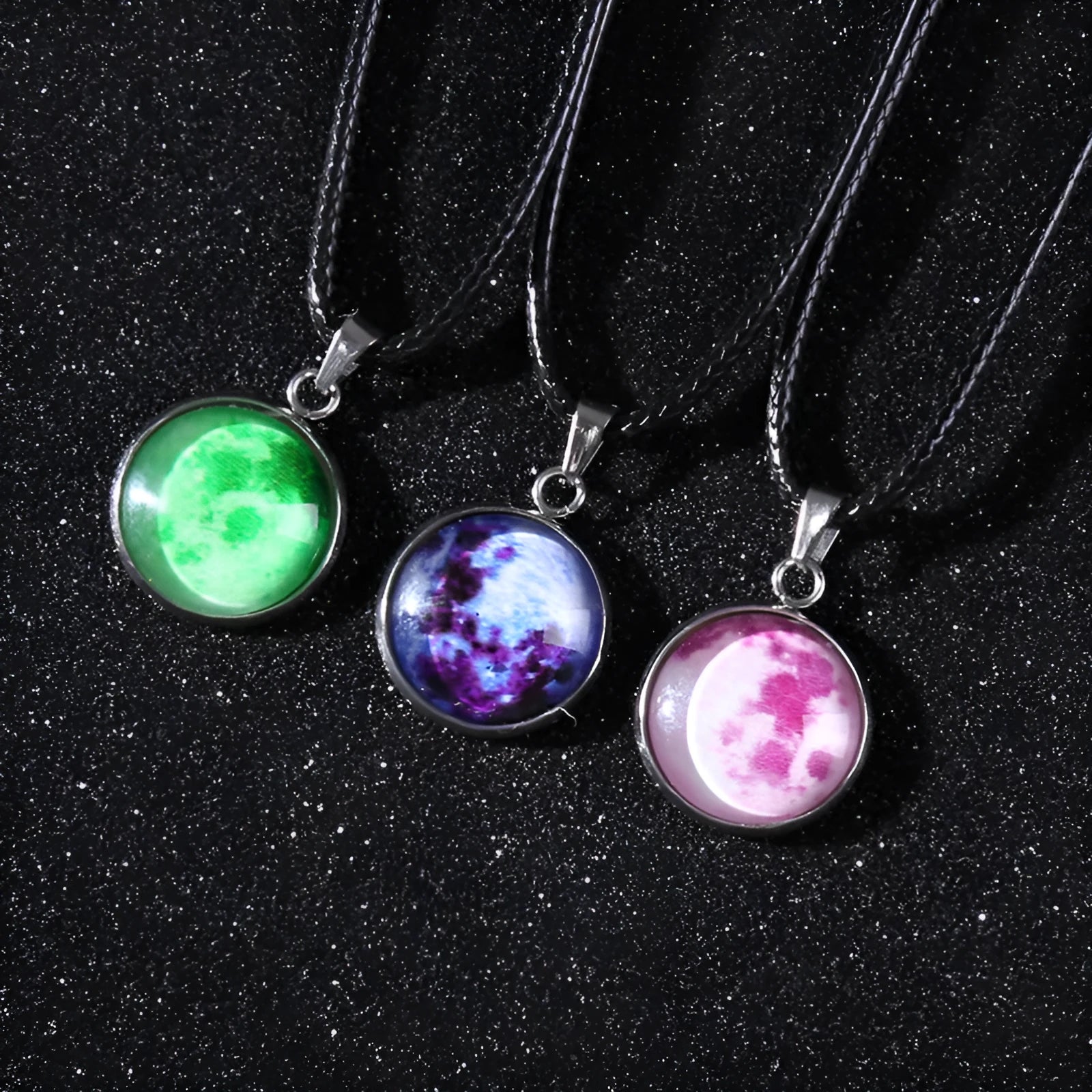 Christmas constellation glass pendant necklace with luminous alloy chain in one of ten colour options