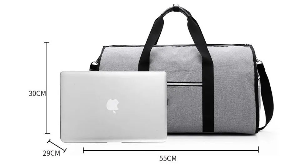 Medium cylinder travel bag in black with Oxford cloth water-resistant material and zipper opening