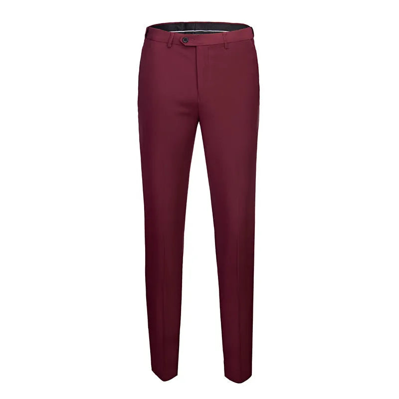 Men's slim-fit three-piece cotton blend suit set with notch lapel in multiple colours for formal or casual wear