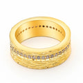 Gold geometric zircon ring for women in sizes 6, 7, and 8 with electroplated copper construction