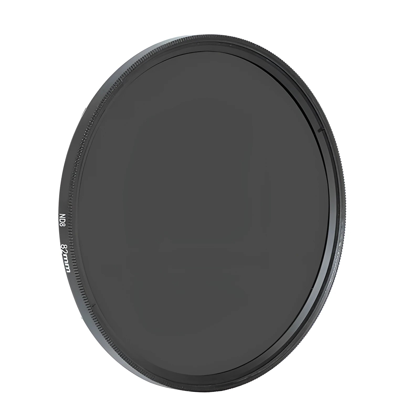 ND8 camera filter in aviation aluminium frame with optical resin lens showing thread size markings