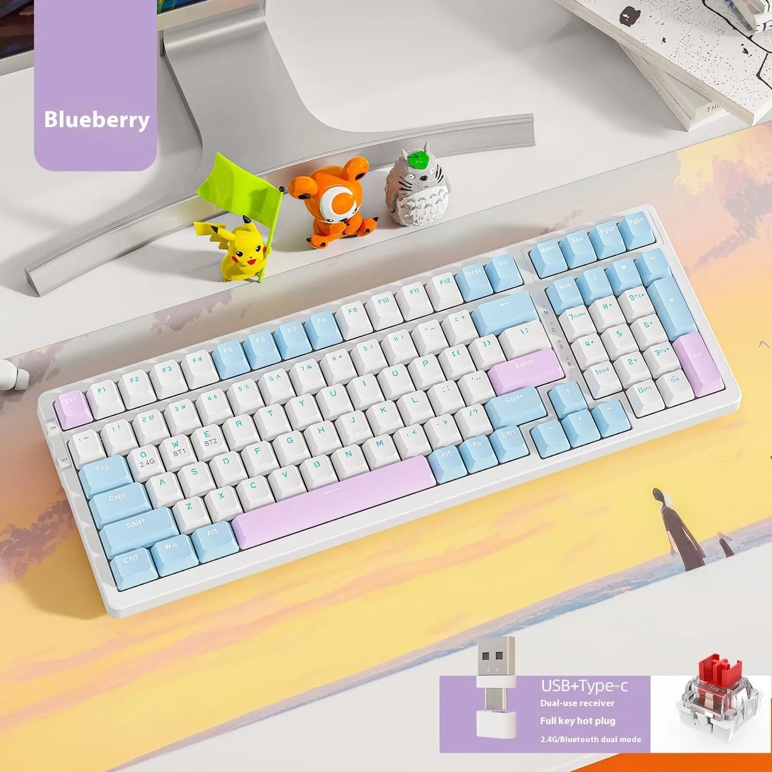 Free Wolf K96 Bluetooth mechanical keyboard in choice of four colours with compact 39cm design