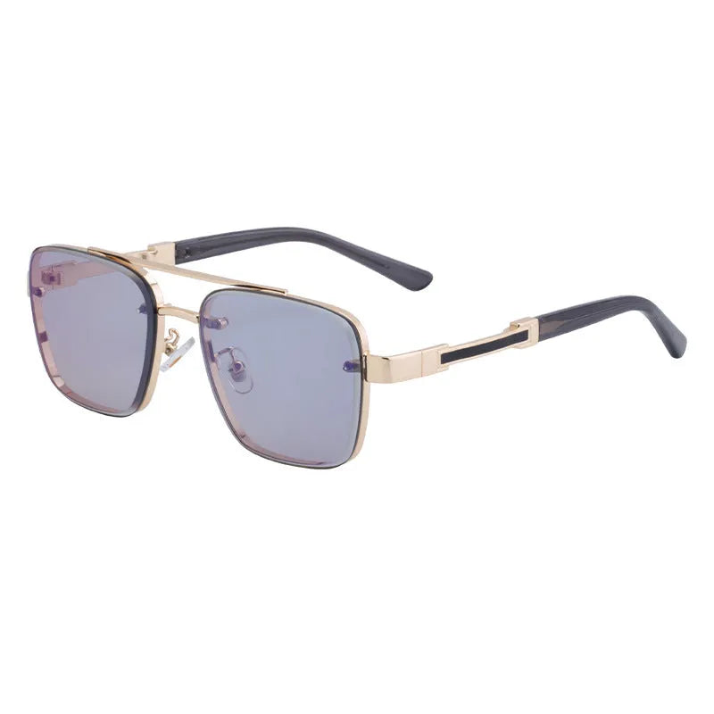 Men's vintage sunglasses with PC lenses in multiple colour options including gradient blue and gun gray gray green