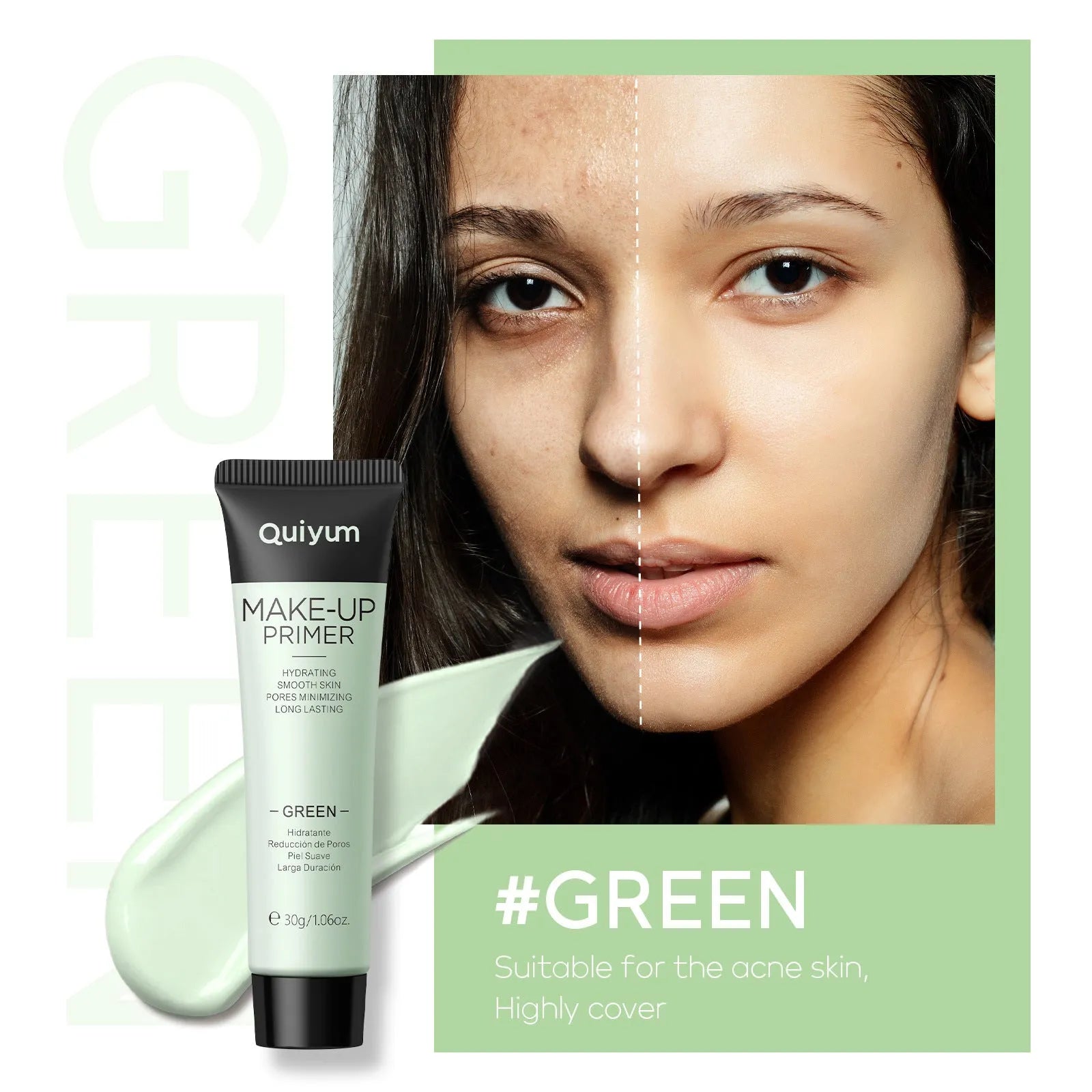 30g colour-correcting makeup primer in green, pink and purple shades