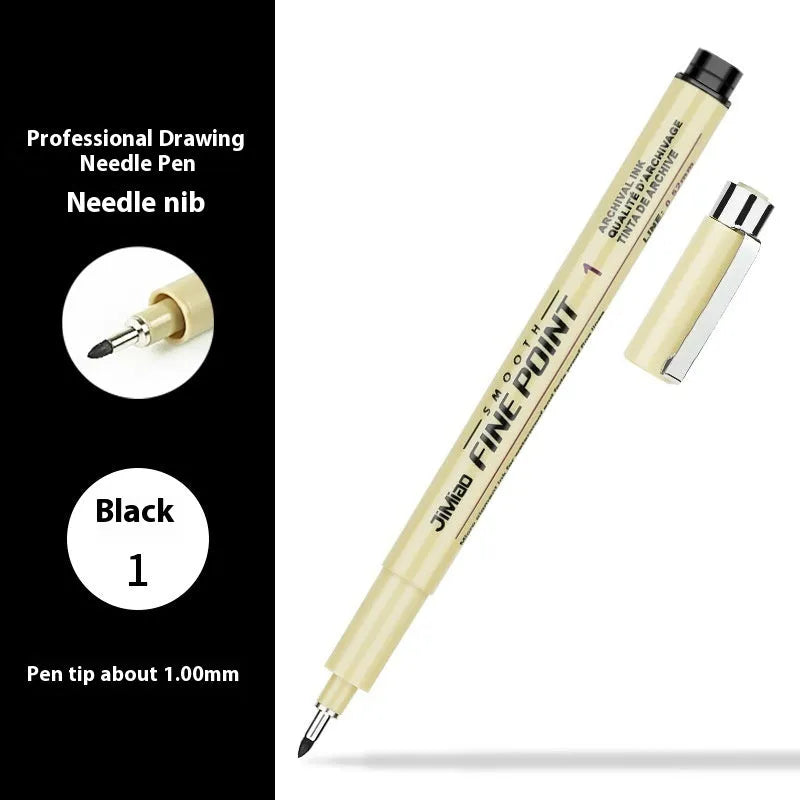 Waterproof cartoon design needle drawing pen with black ink refill and 133mm plastic body
