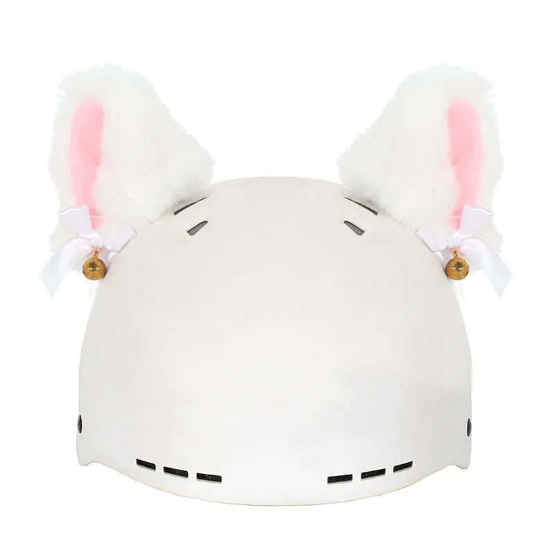 A plush fabric helmet cover with cartoon character ears, shown in size M for bicycle or motorbike use.