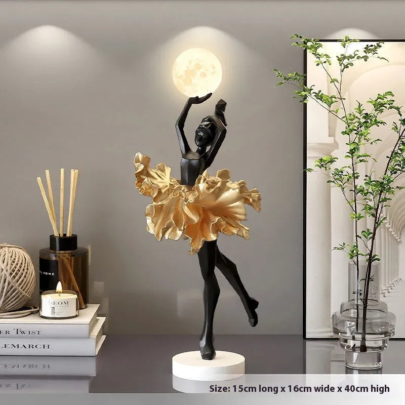 Art Girl Atmosphere USB rechargeable night light ornament in Black Gold colour