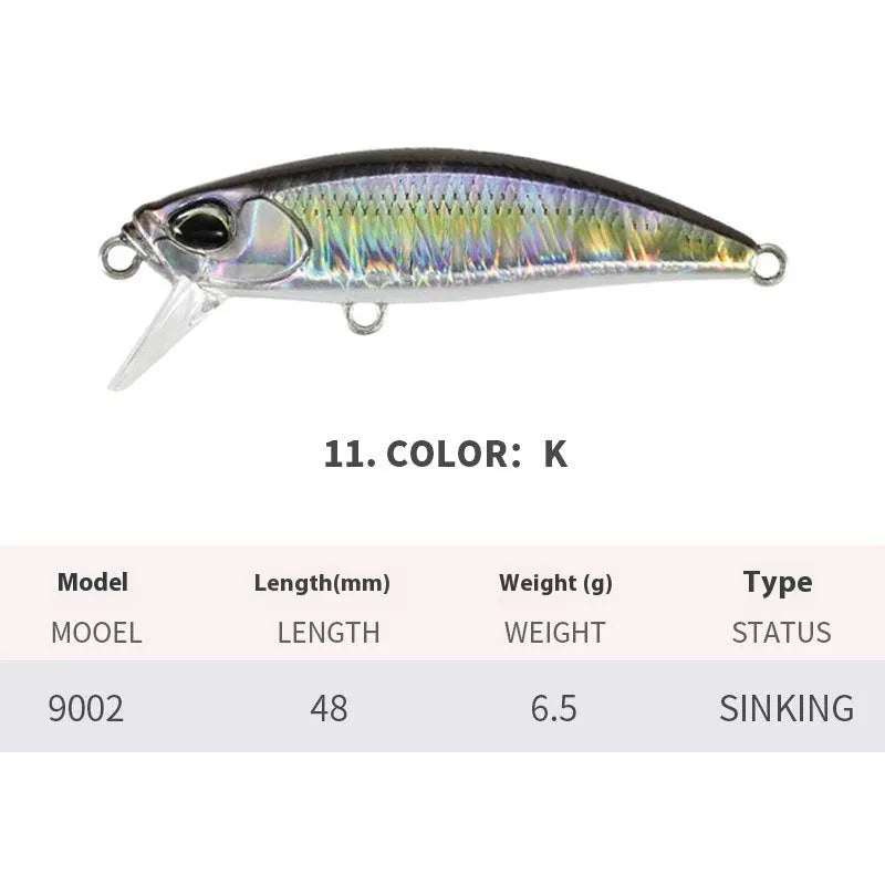 Japanese 48mm hard plastic fishing lure for snakehead and mandarin fish in multiple colour options
