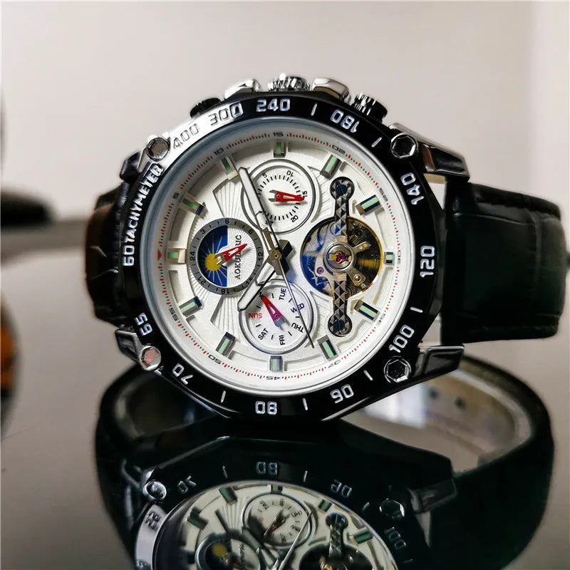 Automatic mechanical watch for men with 12mm stainless steel case in various colour combinations