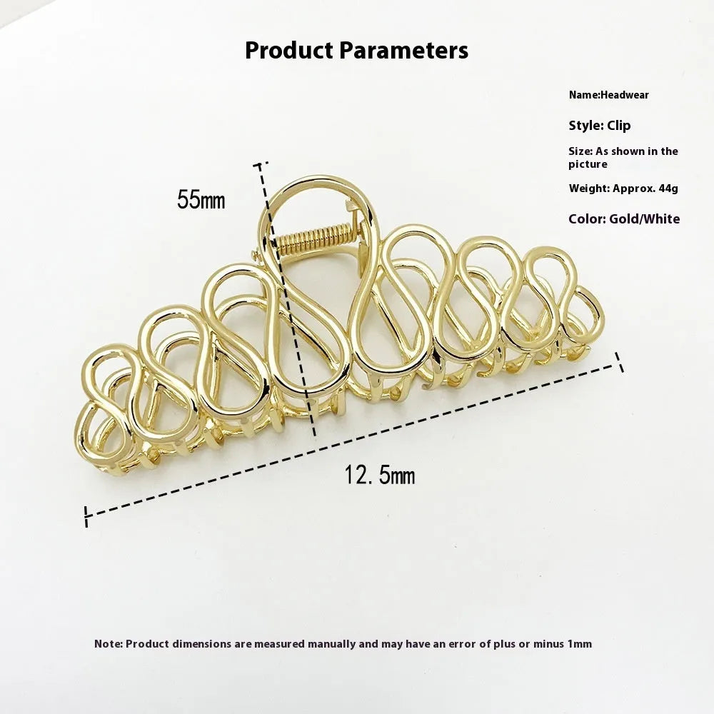 Large gold or silver electroplated alloy hair clip with tassel detail for thick hair updos