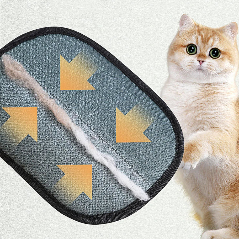 Black pet hair removal gloves with silicone bristles for deshedding dogs and cats