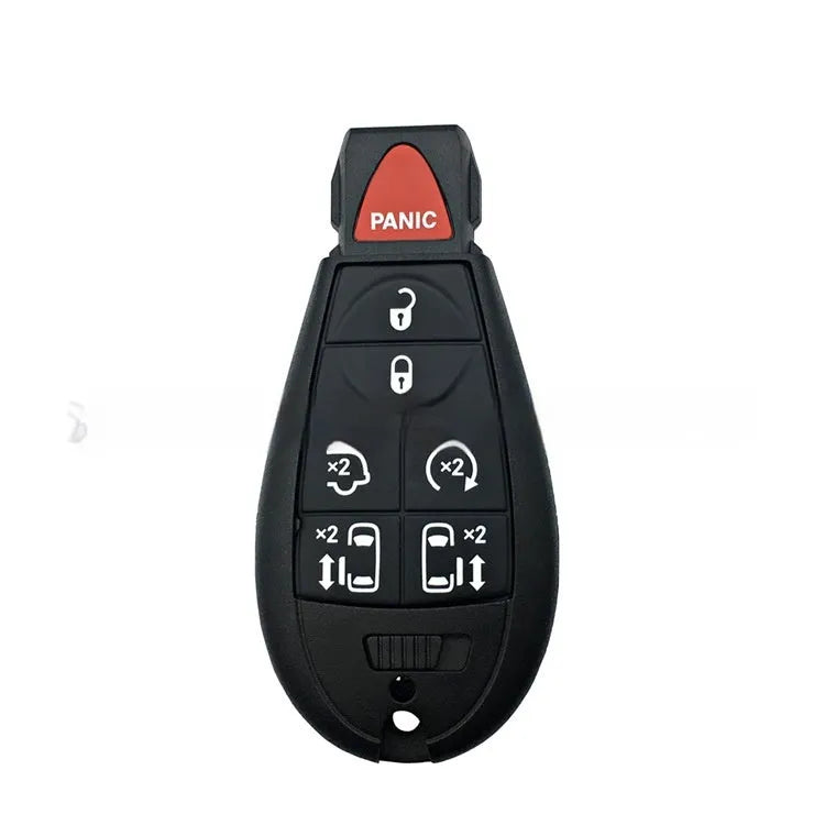 Blue nylon and ABS brass replacement key shell for Dodge and Chrysler car smart keys.