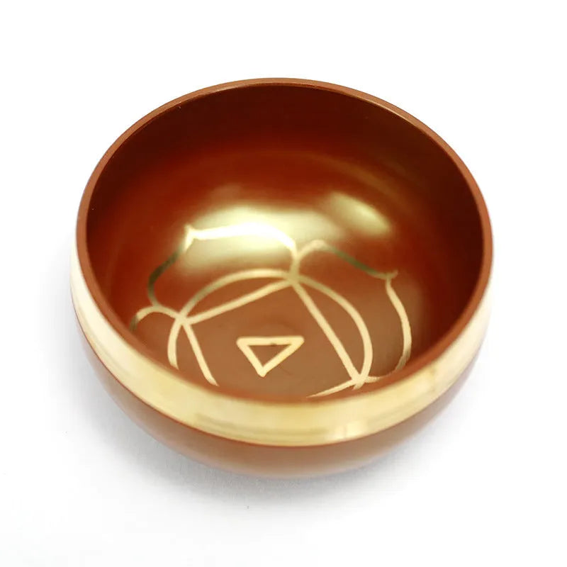 Handmade colourful Himalayan singing bowl meditation instrument with mallet