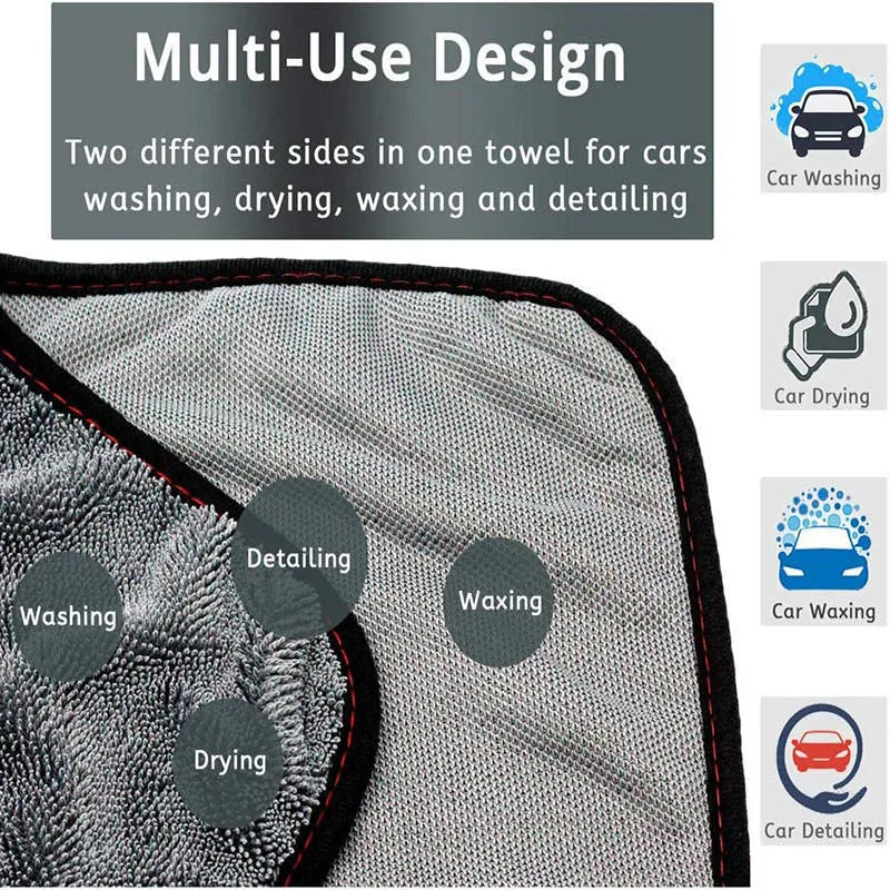 Grey 40x40 cm microfiber car wash towel for drying vehicles.