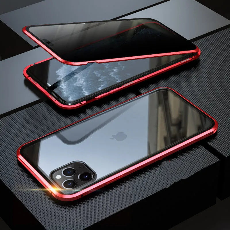 Clamshell anti-spy phone case for iPhone with machined glass construction in multiple solid colours