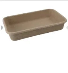 Brown disposable waterproof cat litter box with low sides, shown in three different size options.
