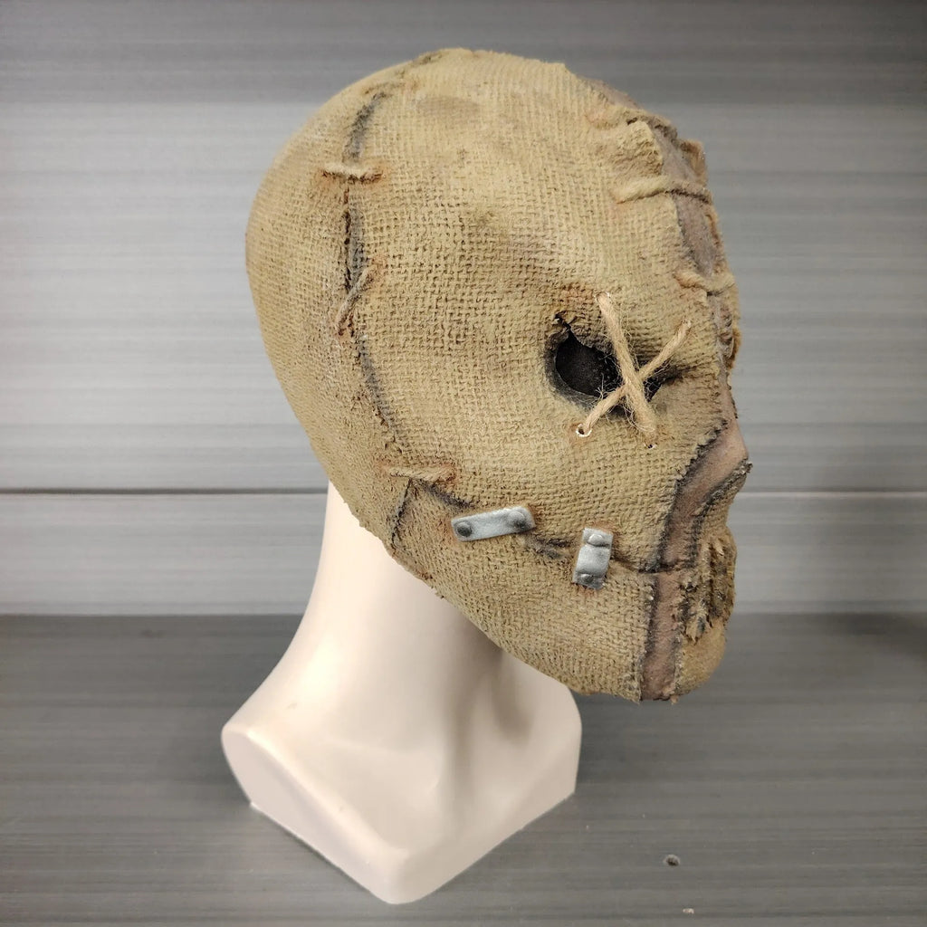 Latex scar skull horror mask for Halloween and carnival events showing full facial coverage