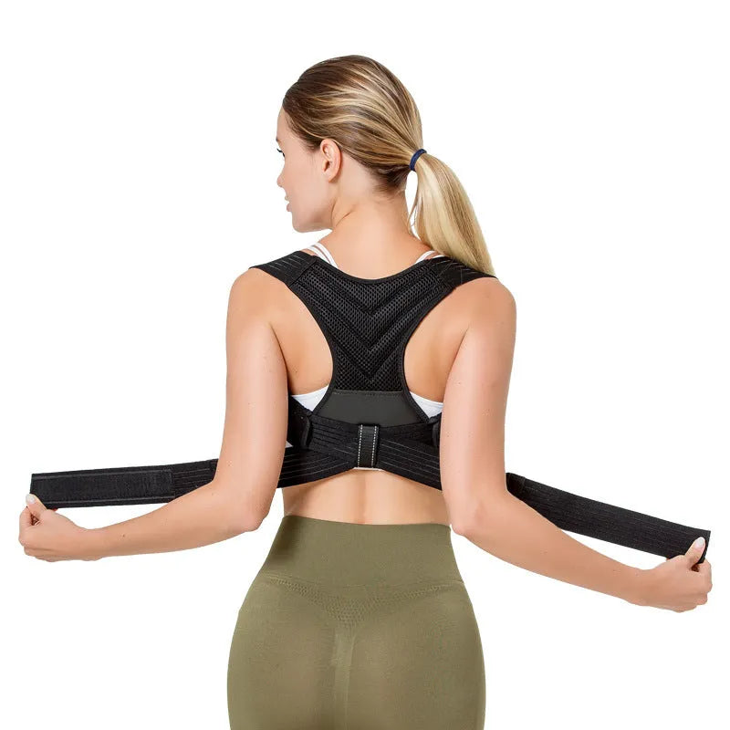 Black anti-humpback posture correction belt for back and shoulder support.