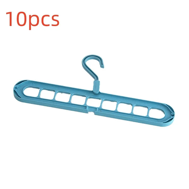 A plastic nine-hole seamless folding hanger for trousers, shown in one of five available colours.