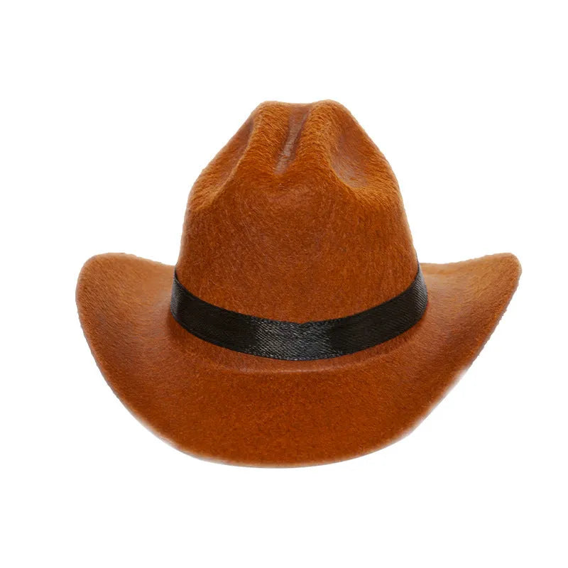 British cowboy style hat for cats with decorative velvet belt trim