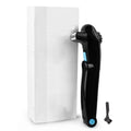 Black folding dry battery electric shaver for body hair removal on a white background.