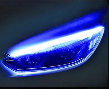 Car LED daytime running light strip with flowing turn signal function in silicone waterproof housing