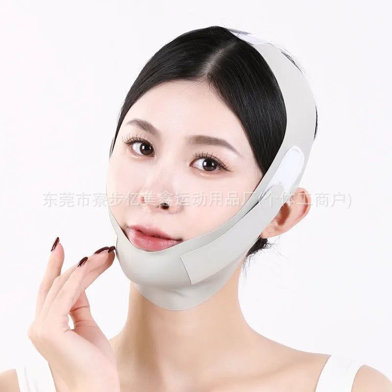 Purple and green face shaping mask for facial lifting and tightening