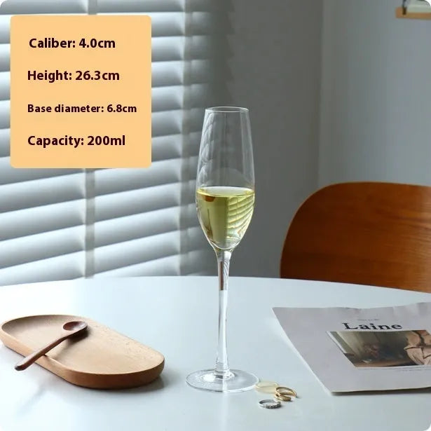French champagne glass with goblet shape in crystal design variations