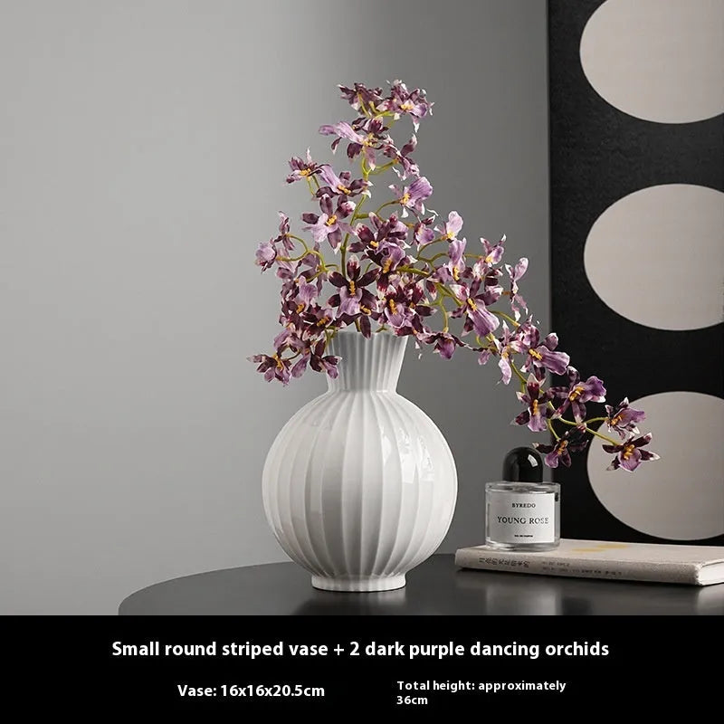 Ball striped ceramic vase collection in American country style with six design options