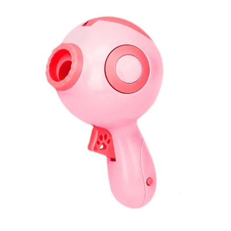 Green orange pink dog treat launcher toy food dispenser for training and interactive pet play