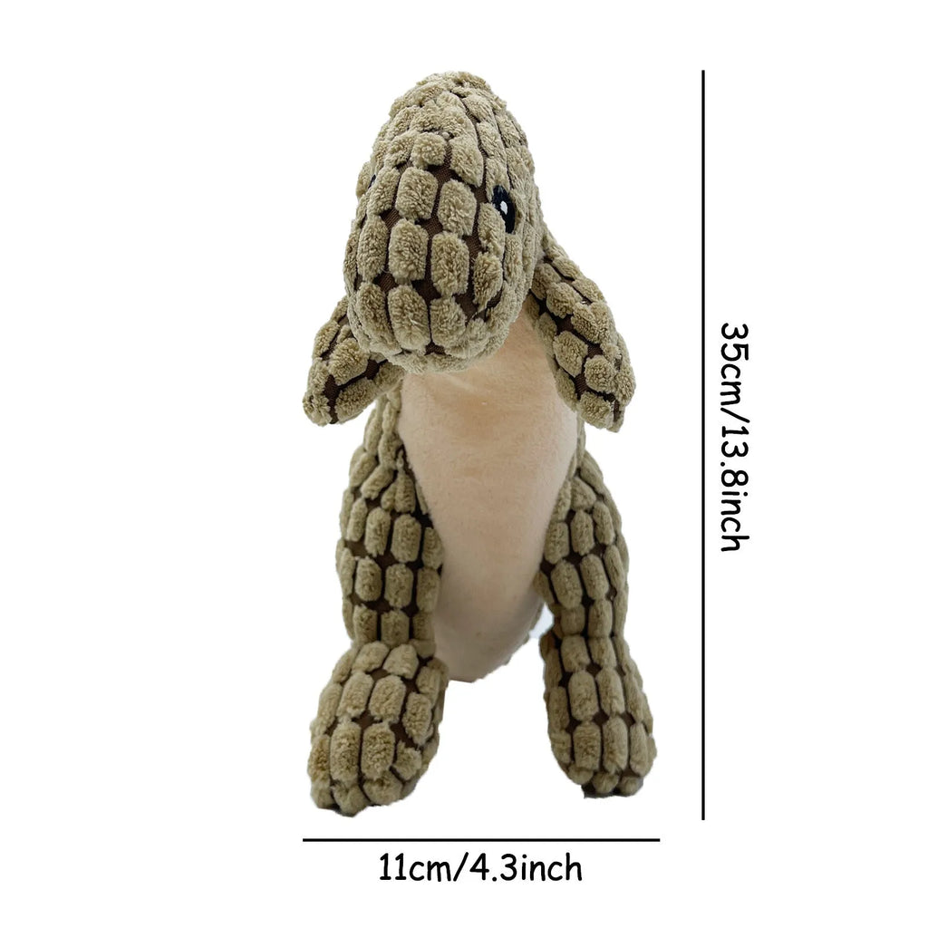 Grey dog chew toy with sound measuring 35cm long for separation anxiety relief and bite-resistant chewing