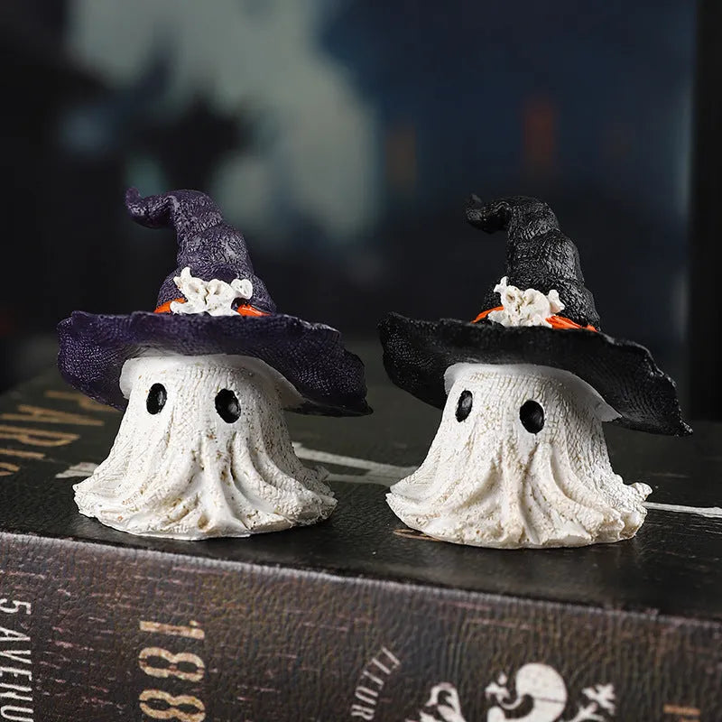Resin wizard hat ornament in child size, available in black or purple for holiday decorations