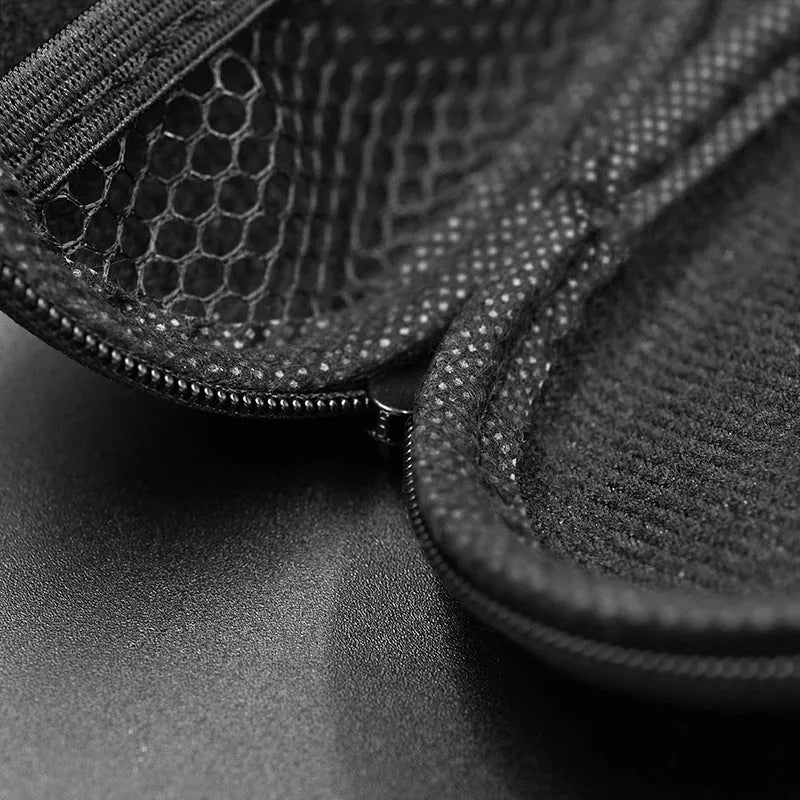 Black oval leather earphone storage bag with zip closure for EDX PRO and compatible models